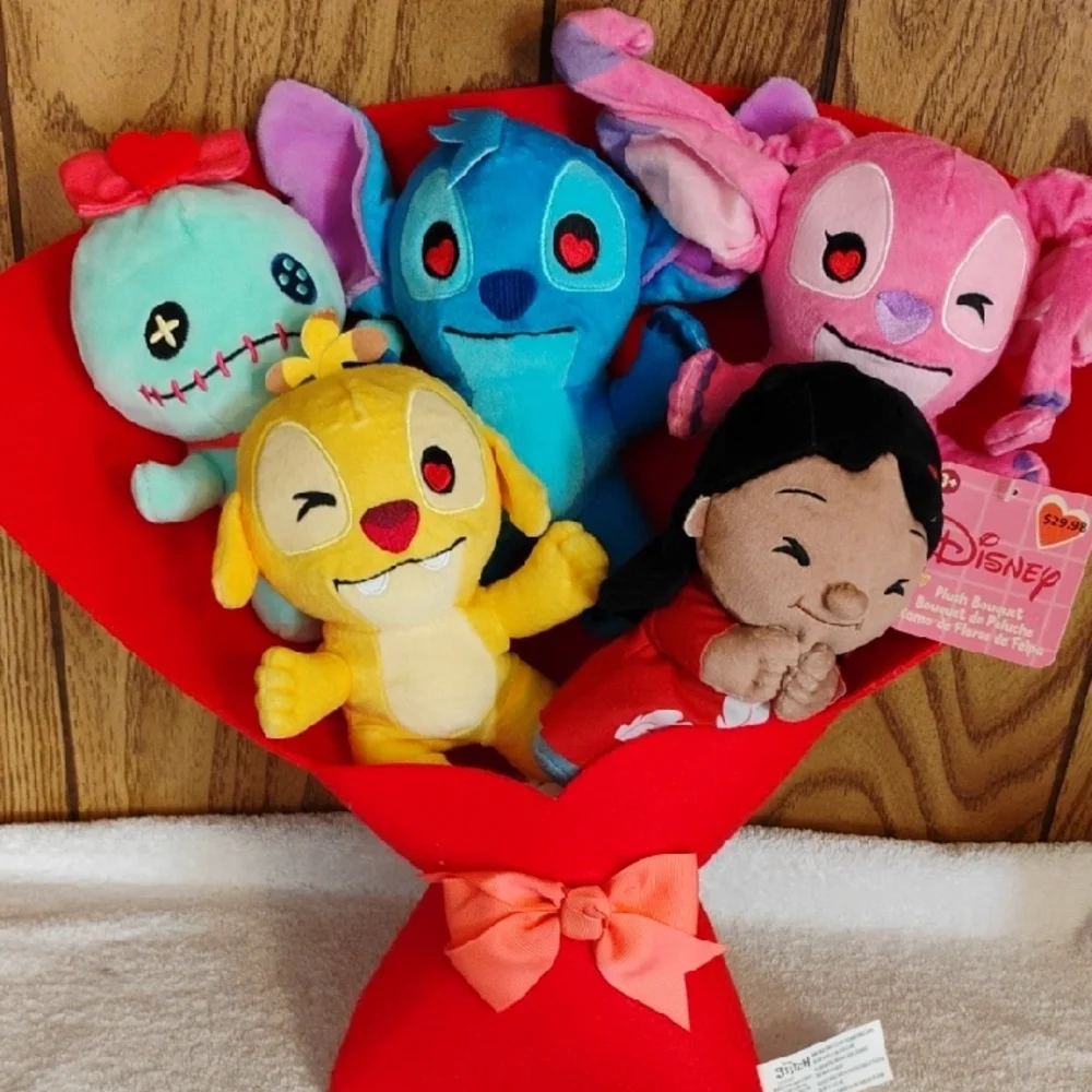 Disney Plush Bouquet with Stitch and Friends - Red, Blue, Pink, Yellow - Picture 1 of 4